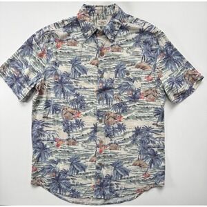 FAHERTY Short Sleeve Hawaiian Rayon Button Up Shirt Mens Small Tropical Island